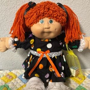 RARE VTG JESMAR Cabbage Patch Kid Girl Red Poodle Ponies Green Eyes HM#3 1985